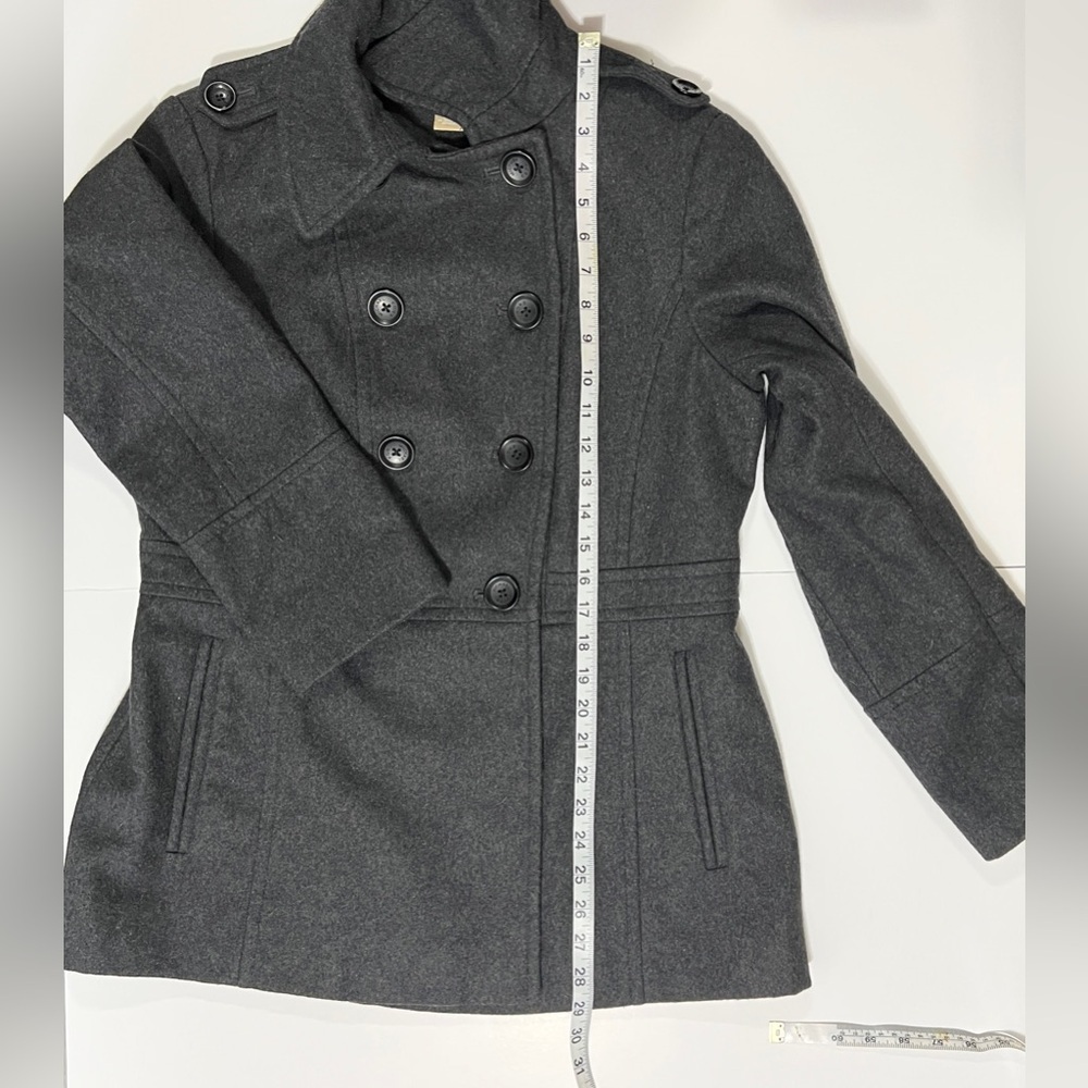 Michael Kors Double Breasted Pea Coat Charcoal Grey Size Medium Preppy Luxury - Picture 11 of 14
